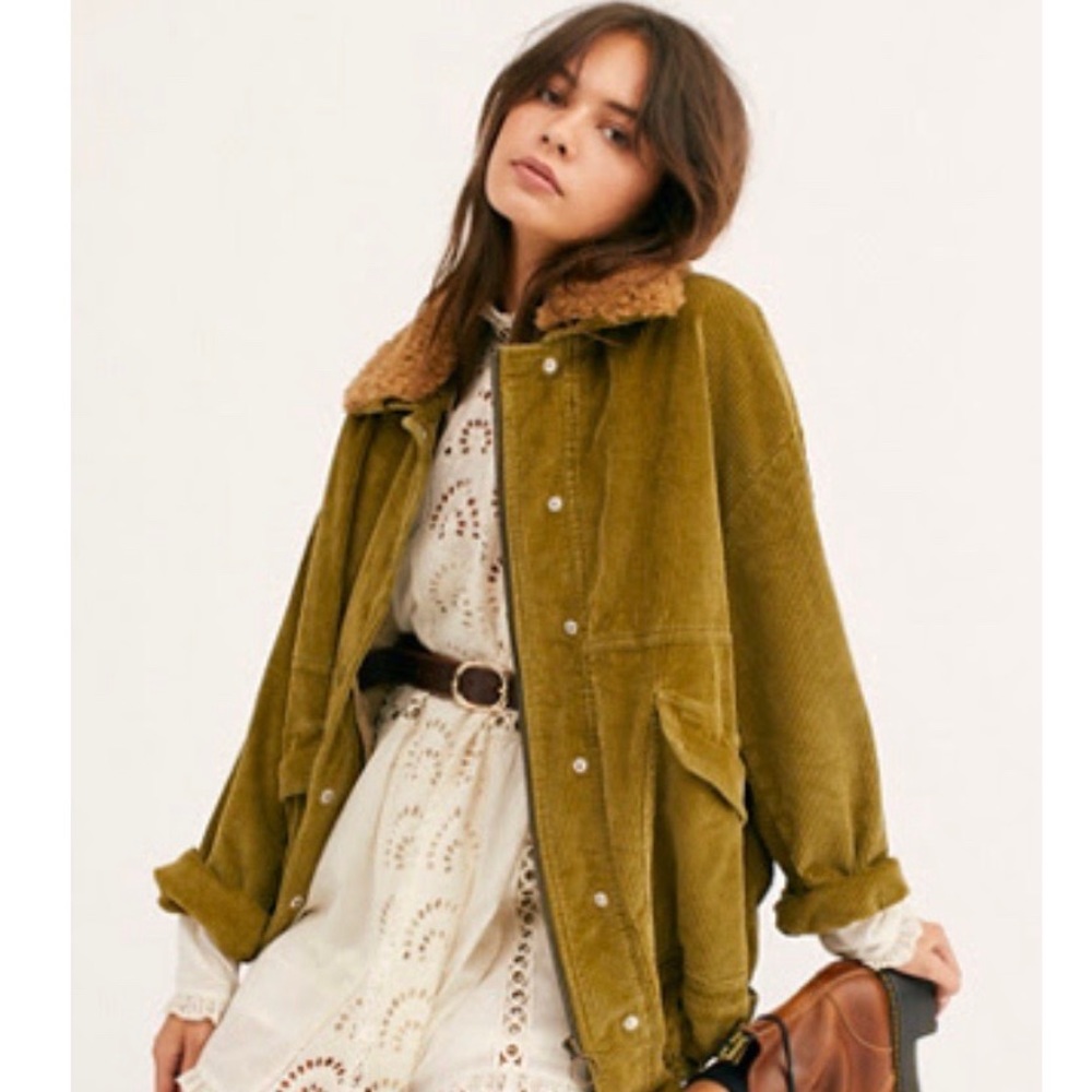 Free People Green Corduroy Jacket